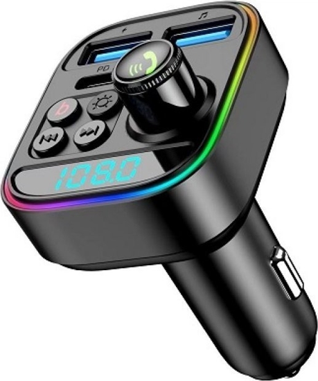 Изображение Transmiter FM Extra Digital FM moduliatorius automobiliui T18 (RGB LED, PD3.0 30W, laisv rank ranga)