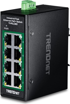 Picture of Trendnet 8-Port Industrial Fast Ethern. PoE+ DIN-Rail Switch