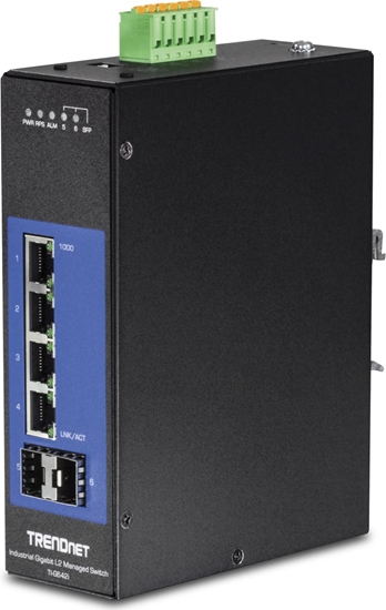 Изображение Trendnet Industrie Switch 6 Port Gbit L2 Managed DIN-Rail