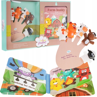 Attēls no Triton Zestaw 5 Gumowych Pacynek na palce + Ksieczka Farma dla dzieci 3+ Wiejskie Zwierztka + Wodoodporno