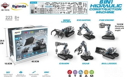 Attēls no Triton Zestaw Maszyn Budowlanych do Skadania 6w1 dla dzieci 8+ Hydrauliczne zasilanie + Czci konstrukcyjne 223el.