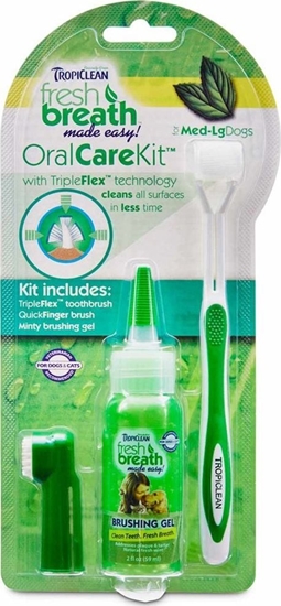 Picture of Tropiclean Tropiclean Oral Care Kit - zestaw do czyszczenia zbów dla ras rednich i duych uniwersalny