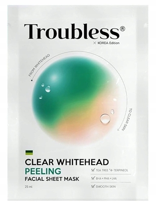 Attēls no TROUBLESS_Clear Whitehead Peeling Facial Sheet Mask maseczka peelingujca w pachcie przeciw zaskórnikom 25ml