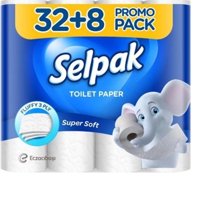 Picture of Tualetes papīrs SELPAK, 3 slāņi, 18.6 metri, 140 loksnes, 40 ruļļi