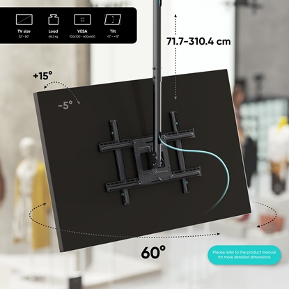 Attēls no TV SET ACC CEILING MOUNT/32-80" BLACK N2L-B ONKRON