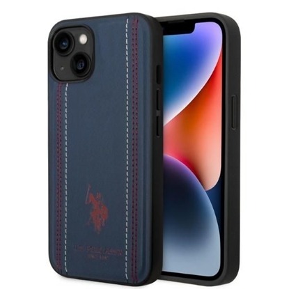 Attēls no U.S. Polo PU US Polo USHCP14SPFAV iPhone 14 6.1" navy blue/navy blue Leather Stitch