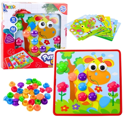 Picture of Ukadanka Guzikowa Mozaika Kreatywna Kolorowa 12 Plansz 46 Guzików LEAN Toys