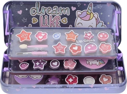 Picture of Unicorn Makeup Case Triple Layer Beauty Tin zestaw kosmetyków do makijau dla dzieci