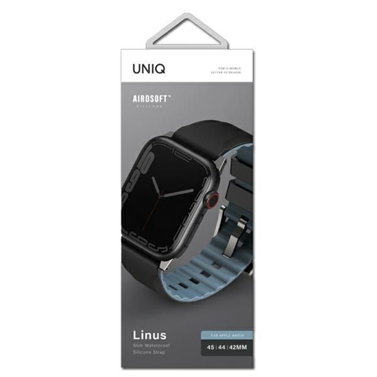 Picture of UNIQ Uniq Linus Apple Watch Series 4/5/6/7/8/SE/SE2/Ultra strap 42/44/45mm. Airosoft Silicone black/midnight black