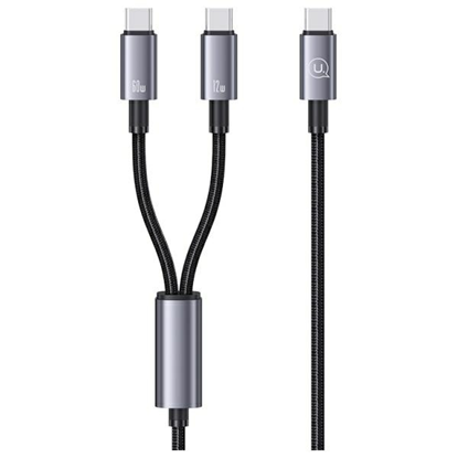 Picture of USAMS Kabel 2w1 2xUSB-C 15W 1,2m          Aluminum