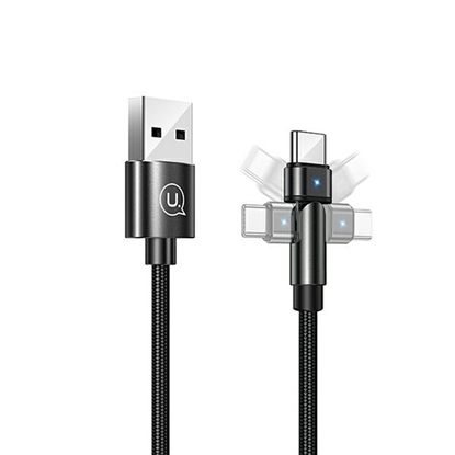 Picture of USAMS Kabel pleciony obrotowy U60 2A USB-C czarny|