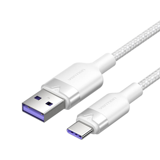 Изображение USB 2.0 A to USB-C 6A Vention CTOWH 2M cable (whit