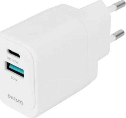 Picture of USB GaN sieninis kroviklis DELTACO, 1x USB-A 18, W 1x USB-C PD 30 W, PPS / USBC-AC155 / 1903158