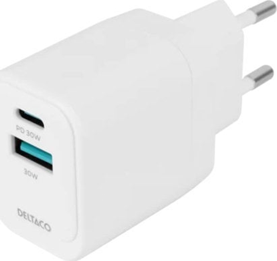 Picture of USB GaN sieninis kroviklis DELTACO, 1x USB-A 18, W 1x USB-C PD 30 W, PPS / USBC-AC155 / 1903158