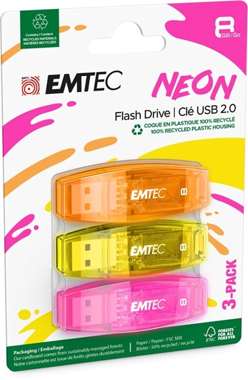 Picture of USB2.0 C410 8GB Neon 3 pcs