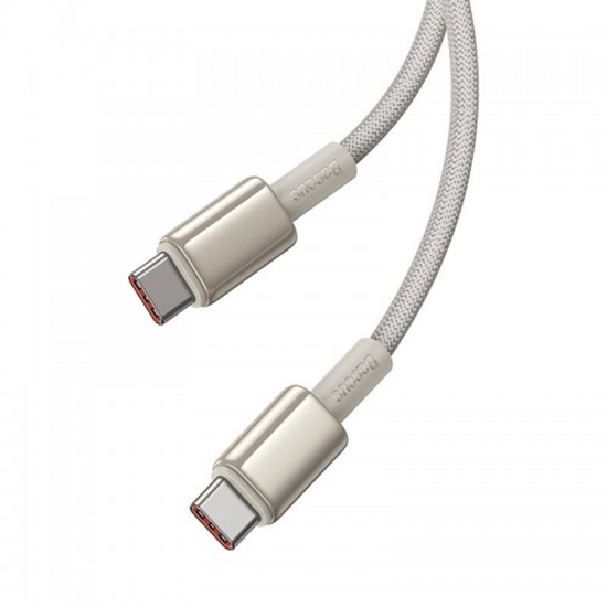 Изображение Uzlādes kabelis 100W USB-C uz USB-C : 5A : Dati 480 Mb/s : Garums 1m : Baseus Gold