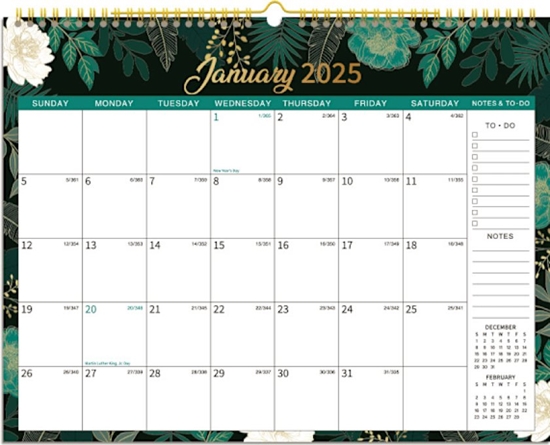 Изображение Vægkalender Blomster A4 med 14 måneder 2025