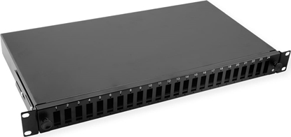Attēls no Value 19" FO Splice Box, empty, 1U, 24x SC DX / 24x LC quadruple, extendable