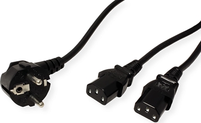 Picture of Value Y-Power Cable, 2x straight IEC Connector, black, 2 m