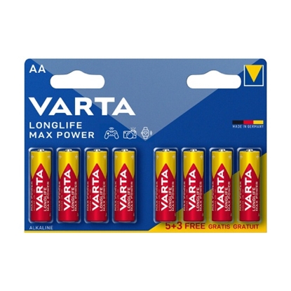 Attēls no VARTA Longlife Max Power Alkaline Battery AA B5+3 | Price for 8 pcs