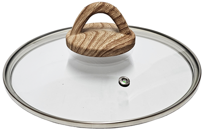 Изображение Vāks stikla Amber 20cm, ar koka imitācijas rokturi