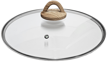 Изображение Vāks stikla Amber 28cm, ar koka imitācijas rokturi