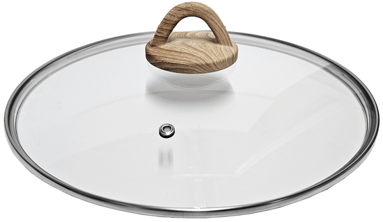 Изображение Vāks stikla Amber 28cm, ar koka imitācijas rokturi