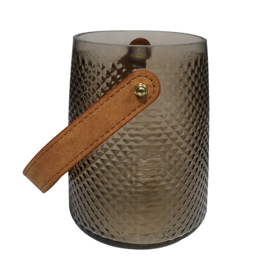 Picture of Vāze|svečturis stikla ar ādas rokturi 10.5x15.3cm,