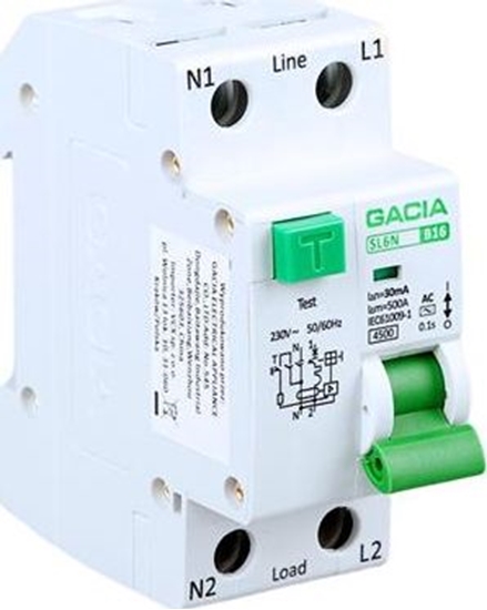 Picture of VCX VCX GACIA SL6N Wycznik ronicowoprdowy z czonem nadprdowym 2P B 16A 30mA 1P+N typ AC