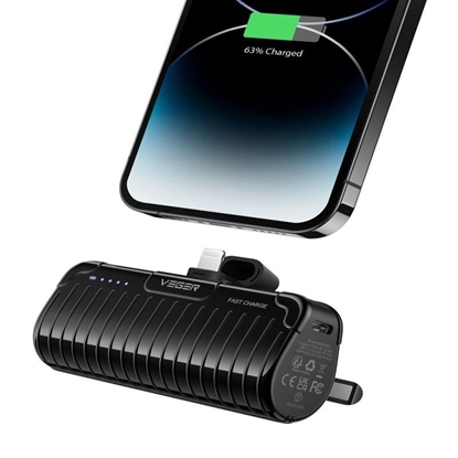 Attēls no Veger Powerbank Veger PlugOn (W0558P) PD QC3.0 2,4A 20W 5000 mAh with a built-in connector Lightning black