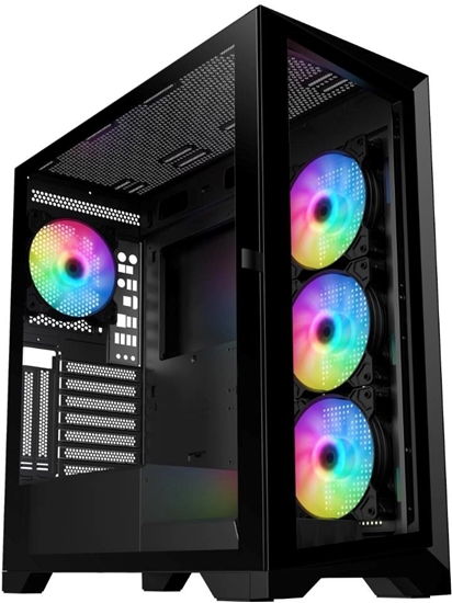 Изображение VeinX case GL29AL-BK, ATX, Prhledná bonice, 4x 120mm ARGB Fan, ARGB Hub, erná