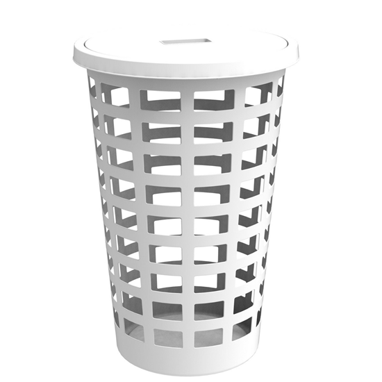 Изображение Veļas grozs Boston 54L apaļš ar vāku, balts