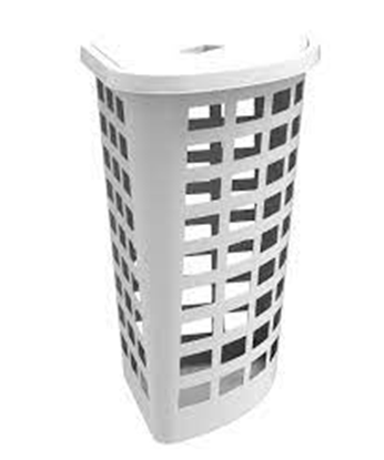 Изображение Veļas grozs Boston 54L stūra ar vāku, balts