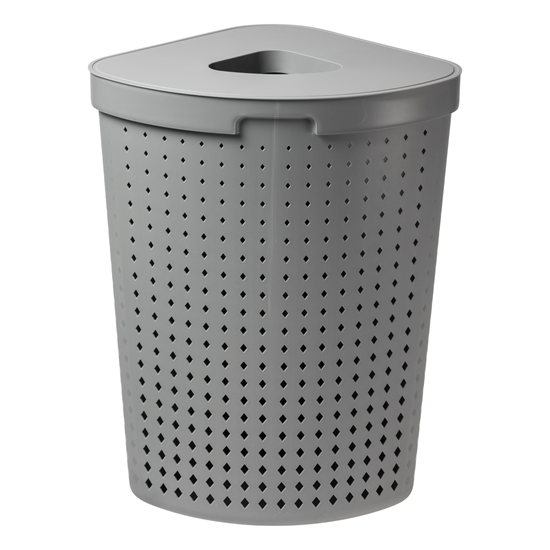 Изображение Veļas grozs Seoul stūra ar vāku, pelēks