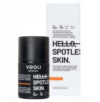 Picture of VEOLI BOTANICA_Hello Spotless Skin szerokopasmowy lekki krem ochronny przeciw fotostarzeniu z ekstraktem z Morwy Biaej 1% i Tetraizopalmitynianem Askorbylu SPF50+ 50ml