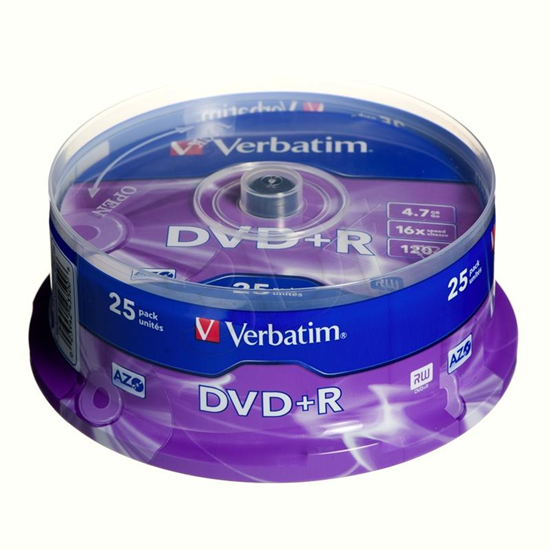 Picture of Verbatim DVD+R 4.7GB 16X 25pack AZO MATT SILVER ca