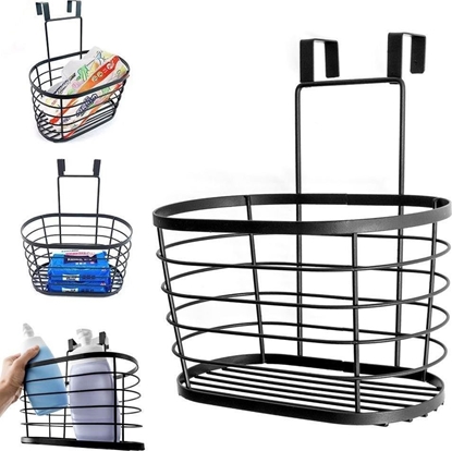 Attēls no Vilde Koszyk METALOWY, czarny, póka zawieszana, do zawieszenia na na drzwi drzwiczki szafki