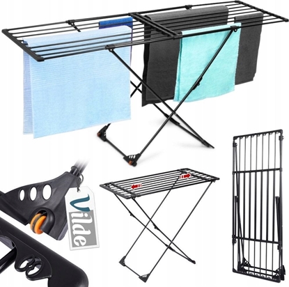 Attēls no Vilde Suszarka na pranie metalowa czarna rozsuwana XXL 110-189 cm