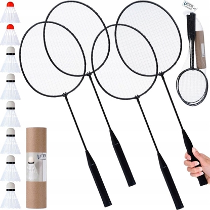 Attēls no Vilde Zestaw do Badmintona Rakietki Rekreacyjny VILDE 8 lotek 61 cm 12 el.