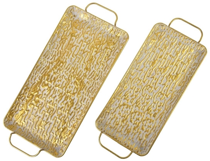 Attēls no VINTAGE GLOW Komplet 2 tac dekoracyjnych prostokt 54x26xh2,5/47x22x2,5cm