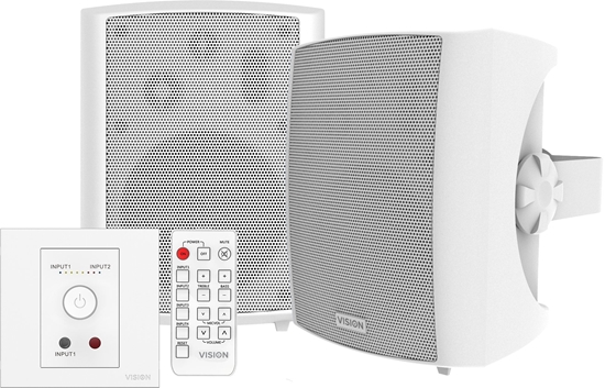 Picture of VISION Professional TC3-AMP 2 x 25 W (RMS) Verstarker und SP-1800 5,25-Zoll-Wandlautsprecherpaar, Set - 30 JAHRE GARANTIE - Weiss