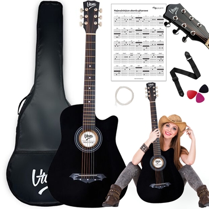 Picture of V-TONE AG ONE BK gitara akustyczna 4/4 kostki pasek zapasowe struny pokrowiec akordy
