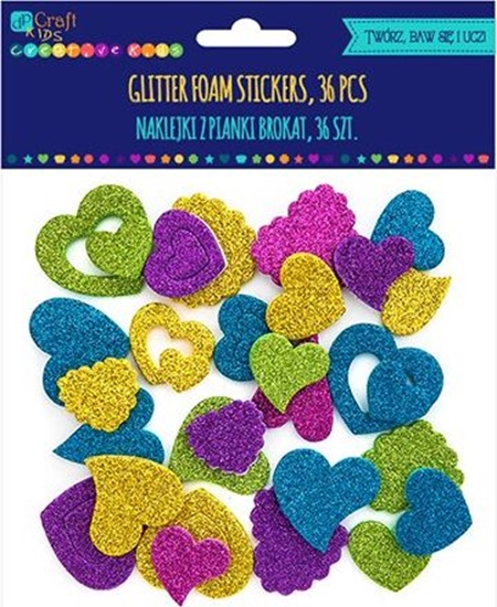 Picture of Walentynki Naklejki z pianki brokat DPCRAFT Serca 45szt. Dalprint