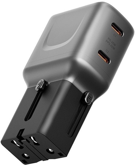 Picture of Wall charger Energea TravelGo Adapter 45 2xUSB-C 45W graphite-black
