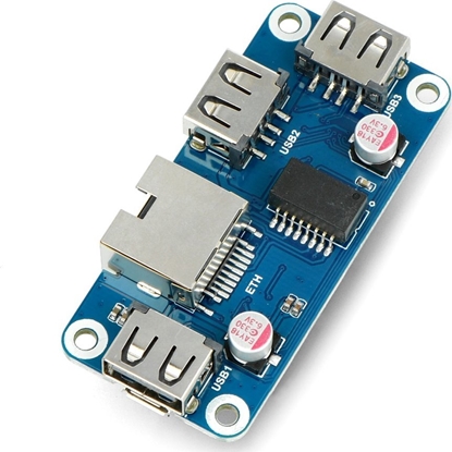 Picture of Waveshare HUB Ethernet / USB (B) - 3xUSB 1xRJ45 Ethernet - nakadka do Raspberry Pi - Waveshare 20416}