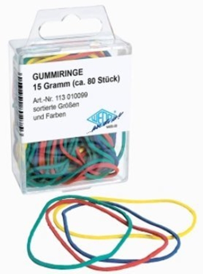 Picture of WEDO Gummiringe sortiert in Farbe und Größe in SB-Dose 5Stk