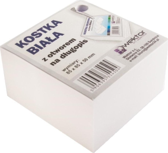 Picture of Wektor Kostka klejona biaa 85x85mm 5cm otwór na dugopis