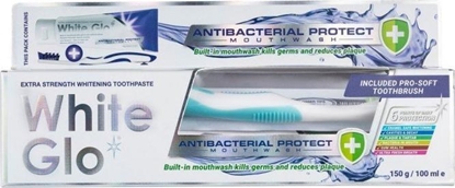 Attēls no White Glo WHITE GLO_SET Antibacterial Protect Whitening Toothpaste antybakteryjna pasta do zbów 150g/100ml + szczoteczka