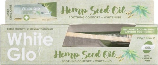 Picture of White Glo WHITE GLO_SET Hemp Seed Oil Soothing and Whitening Toothpaste wybielajca pasta z olejem konopnym 150g/115ml + szczoteczka