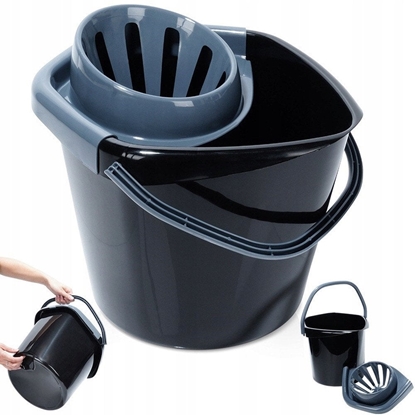 Attēls no Wiadro do mopa z wyciskaczem plastikowe czarne 10 l